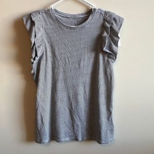 Striped Ruffled Sleeveless Top